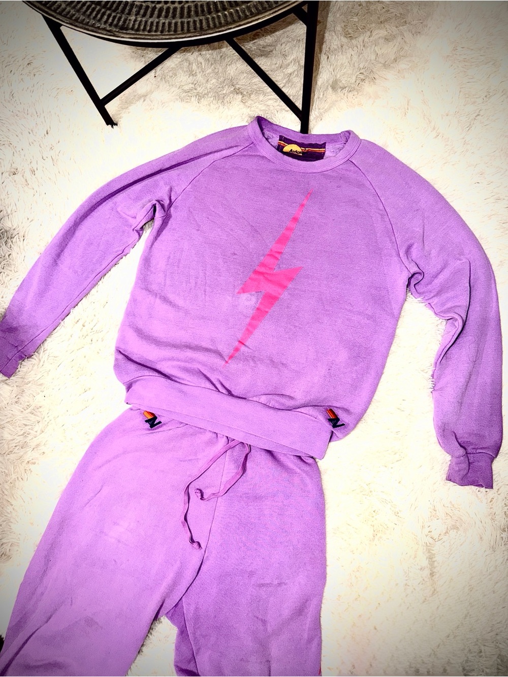 Aviator Nation Purple Crewneck with Pink Lightning Bolt Set - Picture 11 of 11